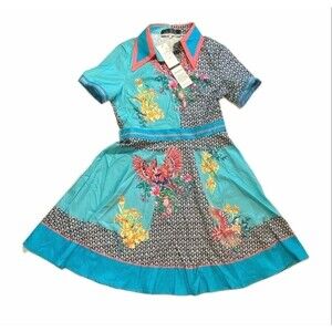 Dalia McPhee @ Revolve Floral Bird Print Preppy Retro/Vintage Style Dress SZ M